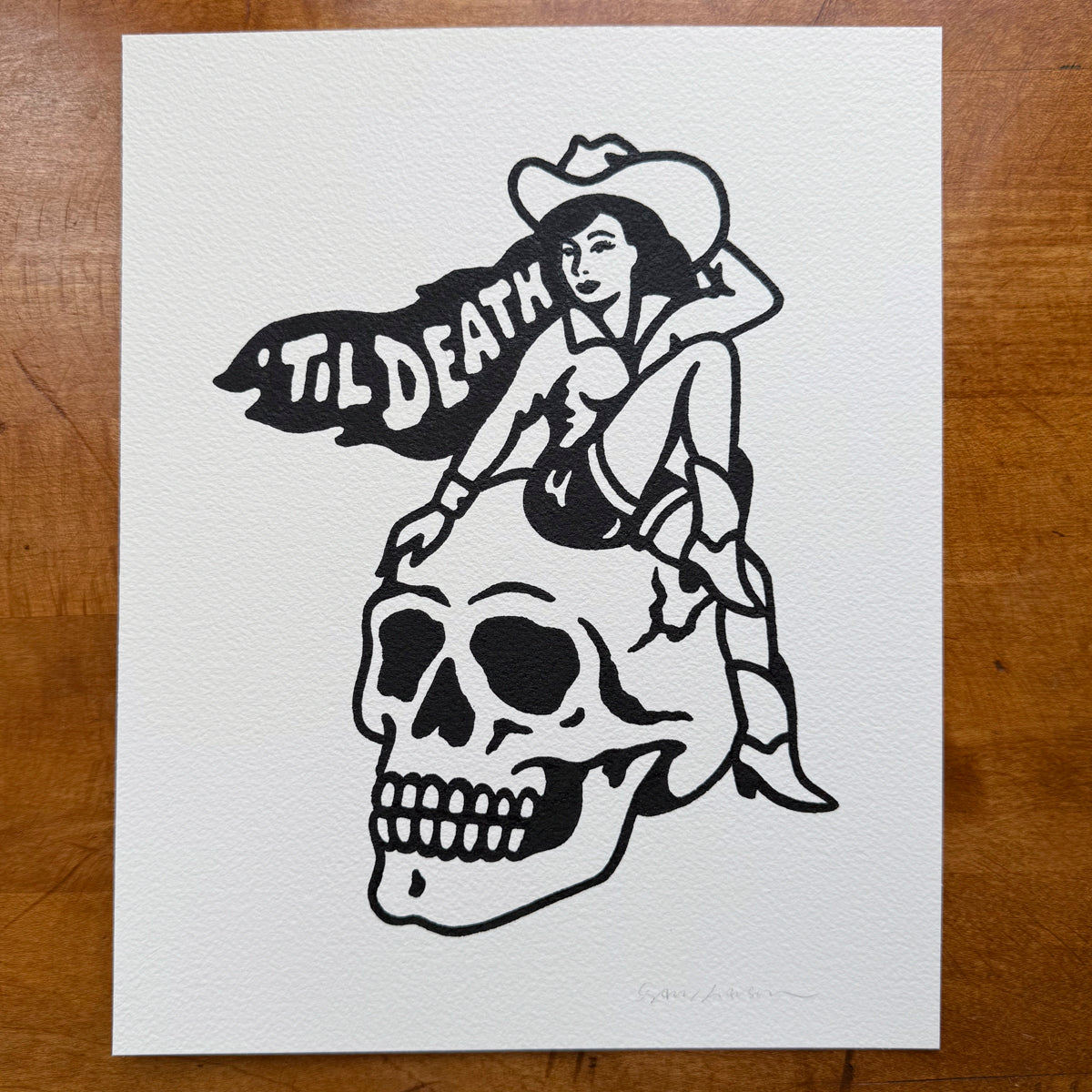 Til Death 8x10in Original Paint Pen Drawing (Black)