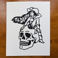 Til Death 8x10in Original Paint Pen Drawing (Black)