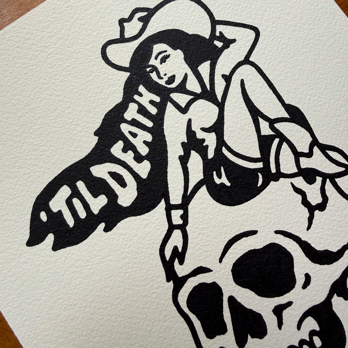 Til Death 8x10in Original Paint Pen Drawing (Black)