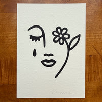 No Rain No Flowers 5x7in Original Paint Pen Drawing (Black 3)