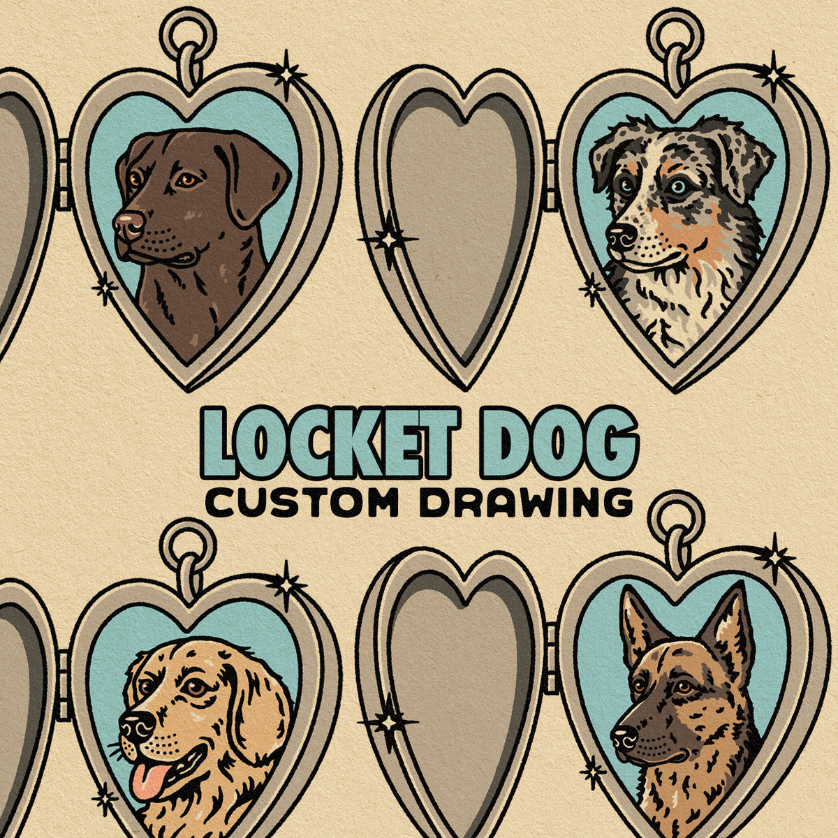 CUSTOM LOCKET DOG DRAWING