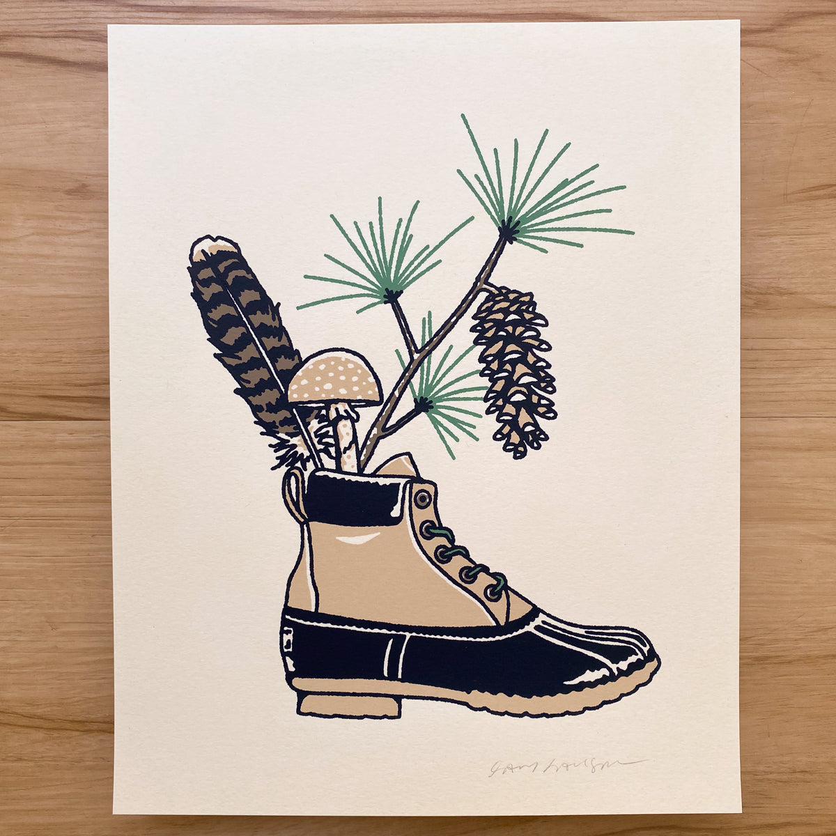 Northeast Boot Signed 8x10in Silkscreen Print