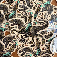 Raptor Cowgirl Glossy Sticker