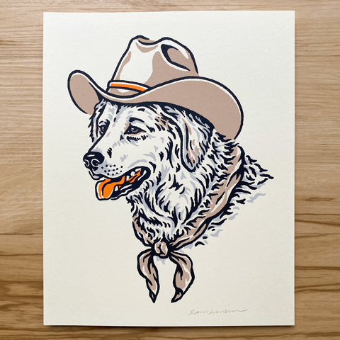 Golden Doodle Cowdog - Signed 8x10in Print #344