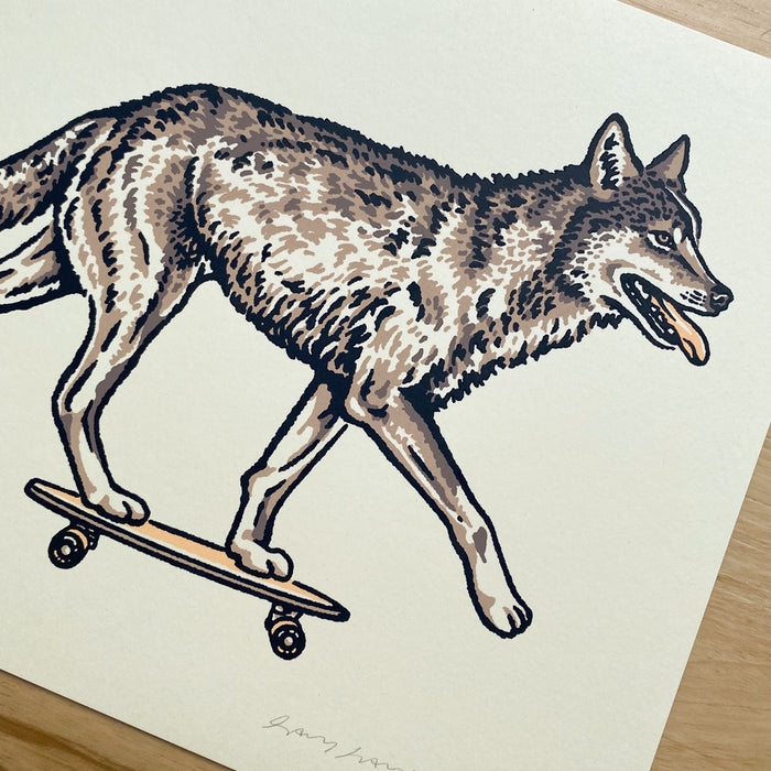 Skate Wolf - Signed 10x8in Silkscreen Print