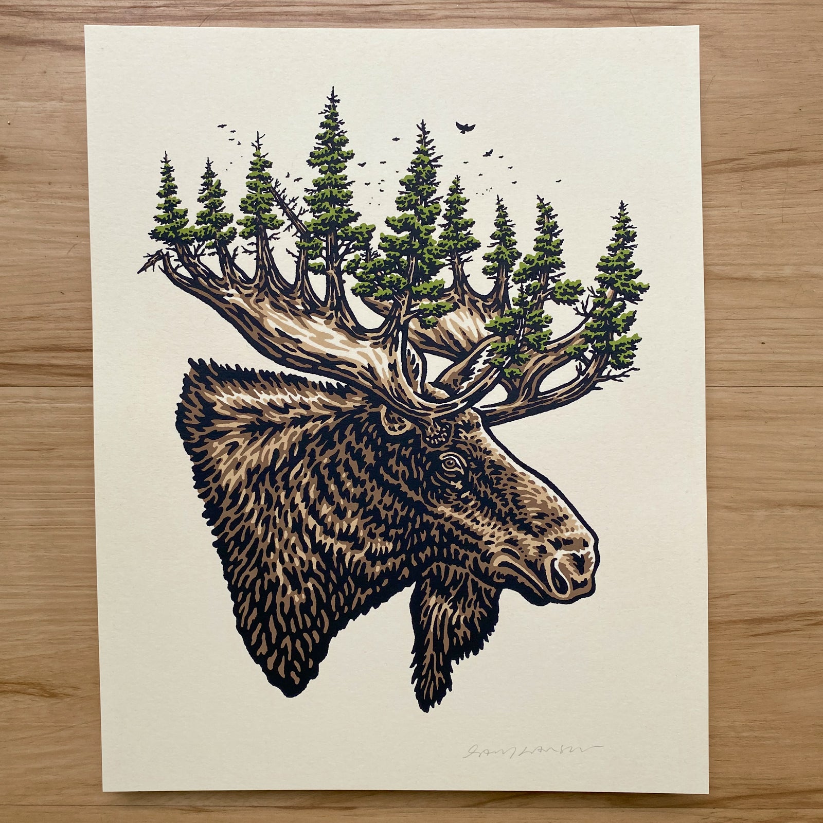 Forest Moose - Signed 8x10in Print #261