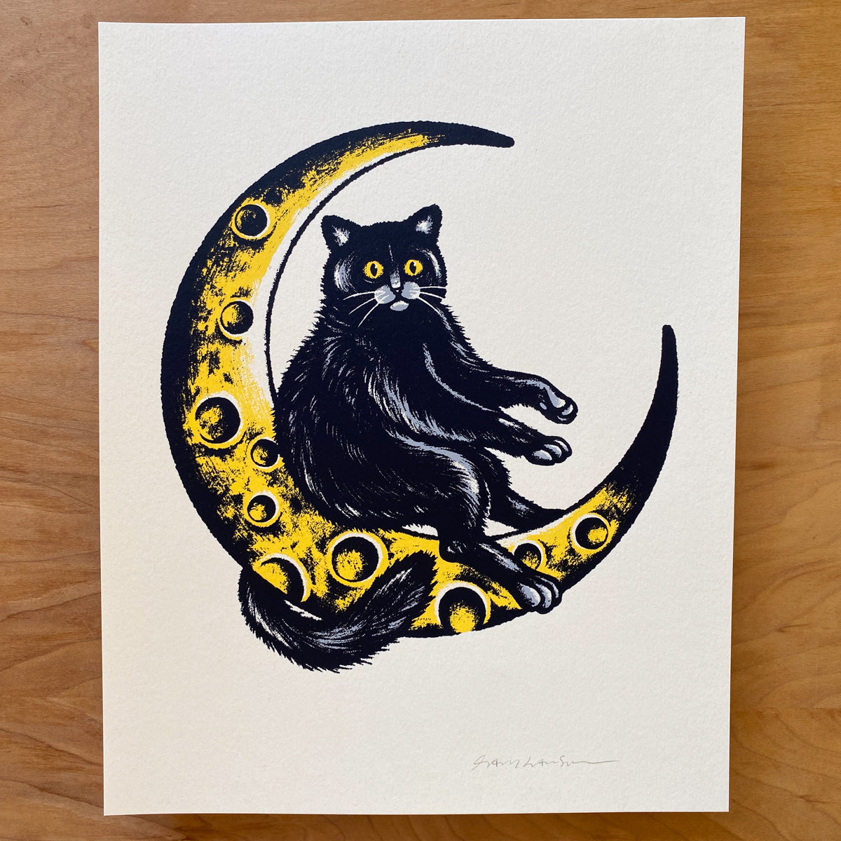 Moon Cat - Signed 8x10in Print #428