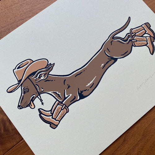 Brown Dachshund Cowdog - 10x8 Print #445