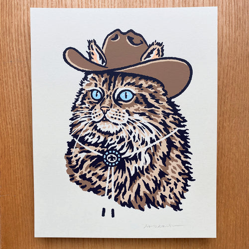 Maine Coon Cowcat - Signed 8x10in Silkscreen Print