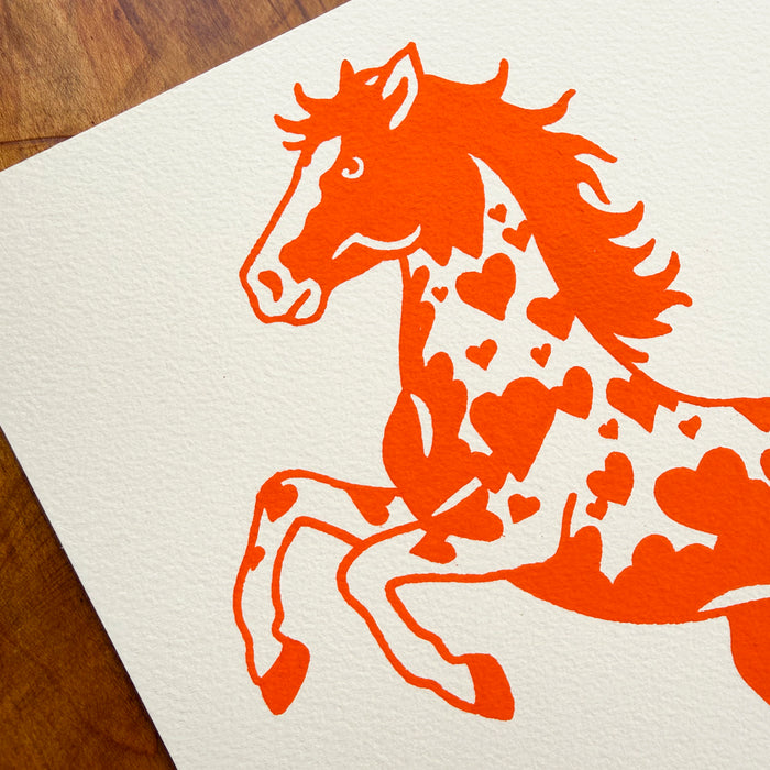 SOLD OUT. Rearing Hearts 8x10in Original Paint Pen Drawing (Orange)