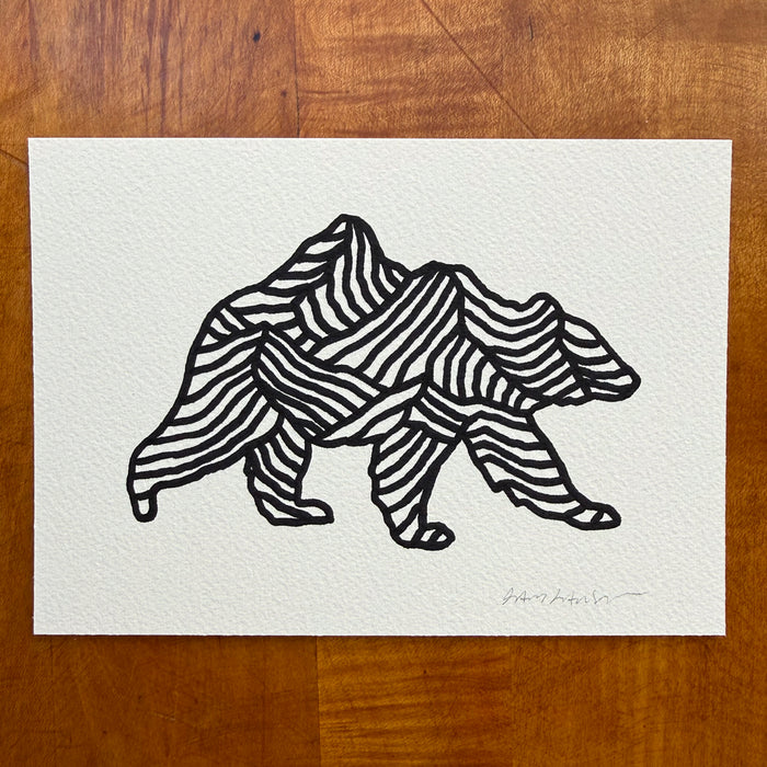 Bear Ridge 7x5in Original Paint Pen Drawing (Black)