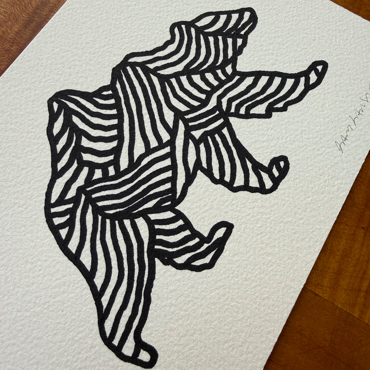 Bear Ridge 7x5in Original Paint Pen Drawing (Black)