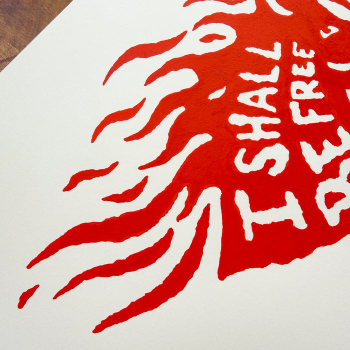 I Shall Be Free 10x8in Original Paint Pen Drawing (Red)
