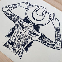 Tattooed Cowgirl 4 - Signed 8x10in Silkscreen Print