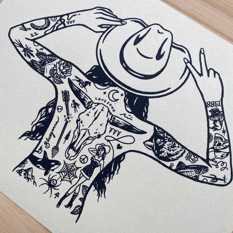Tattooed Cowgirl 4 - Signed 8x10in Silkscreen Print