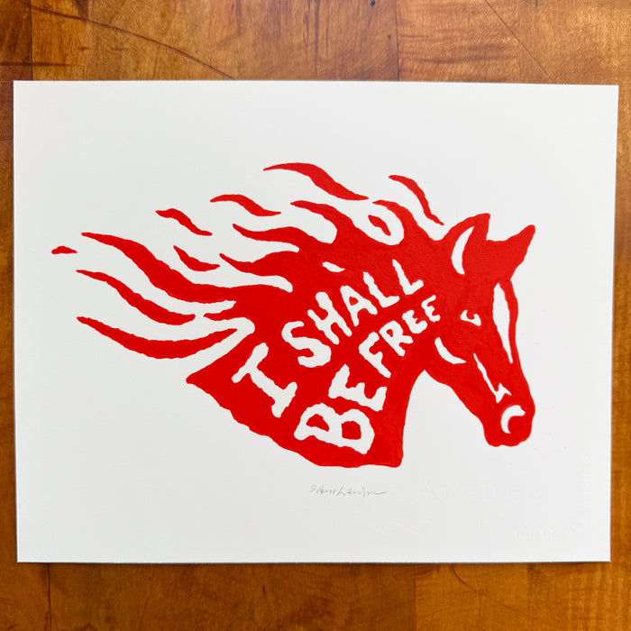 I Shall Be Free 10x8in Original Paint Pen Drawing (Red)