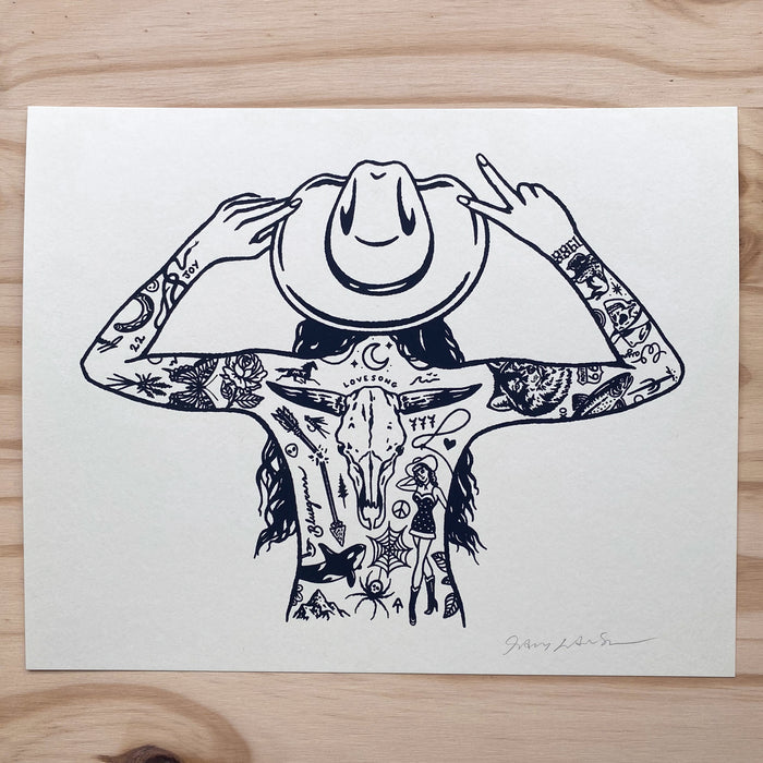 Tattooed Cowgirl 4 - Signed 8x10in Silkscreen Print