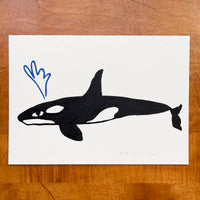 Kindergarten Orca 7x5in Original Paint Pen Drawing (Black)