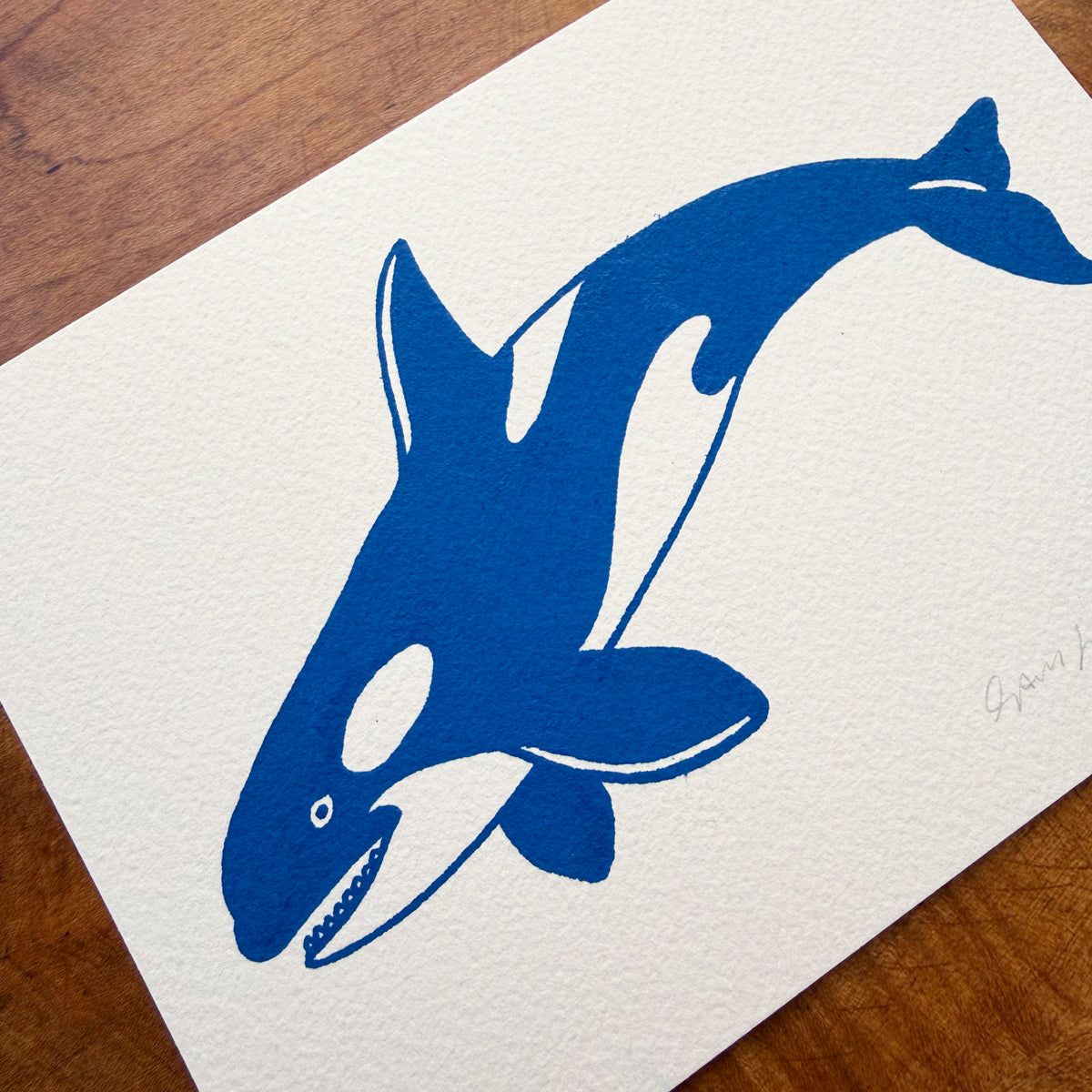 SOLD OUT. Willy 7x5in Original Paint Pen Drawing (Blue)