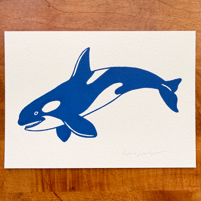SOLD OUT. Willy 7x5in Original Paint Pen Drawing (Blue)