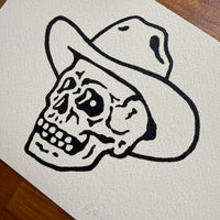Cowpoke Skull 7x5in Original Paint Pen Drawing (Black #4)
