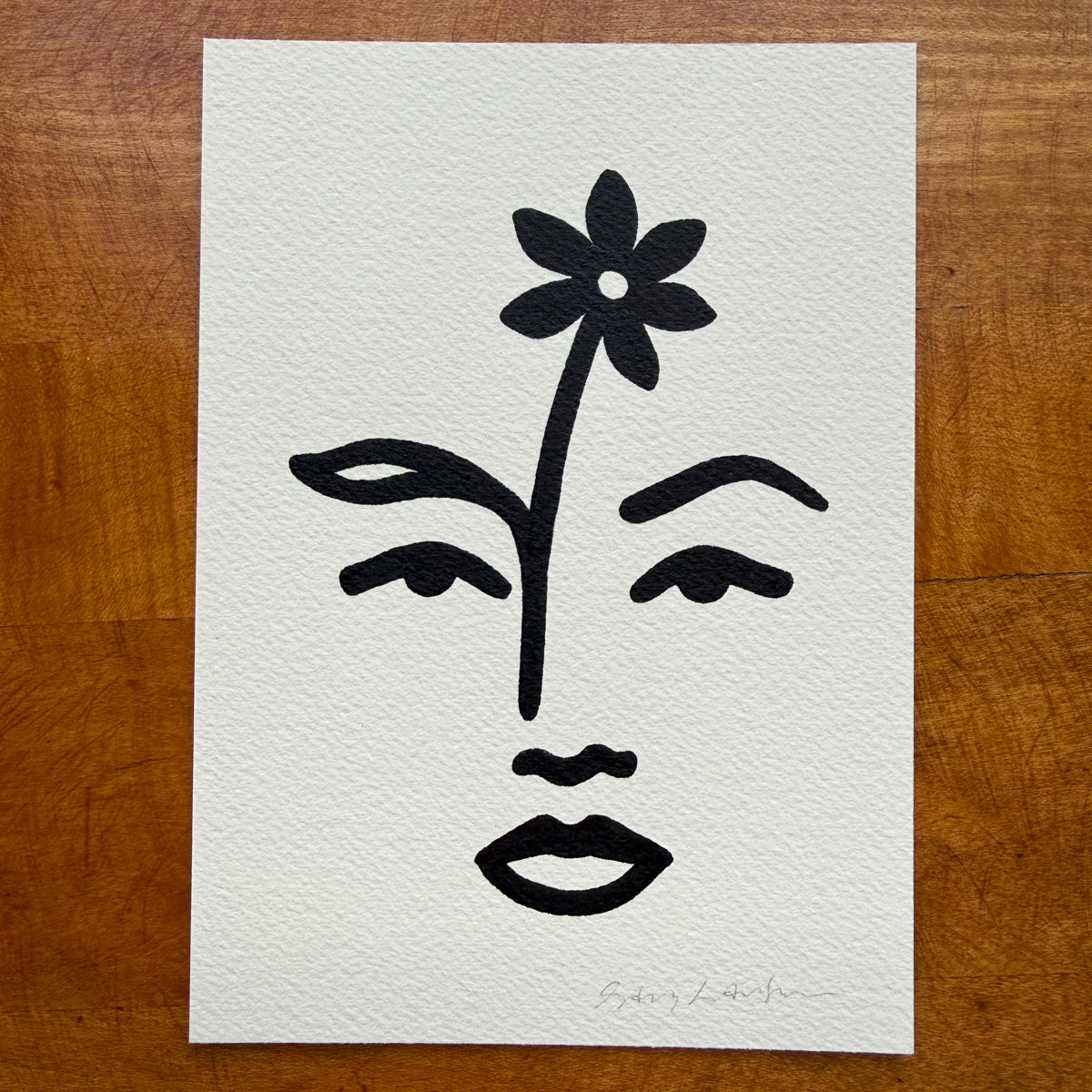 Bloom 5x7in Original Paint Pen Drawing (Black)