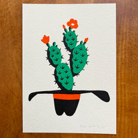 SOLD OUT. Prickly Hat 5x7in Original Paint Pen Drawing (Orange 2)