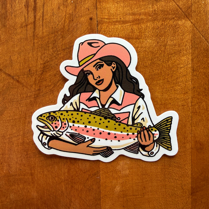Rainbow Trout Cowgirl #2 Glossy Sticker
