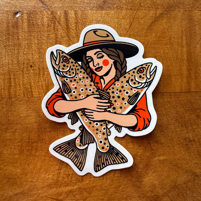 Brown Trout Cowgirl #1 Glossy Sticker