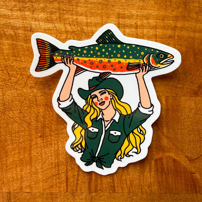 Brook Trout Cowgirl #1 Glossy Sticker