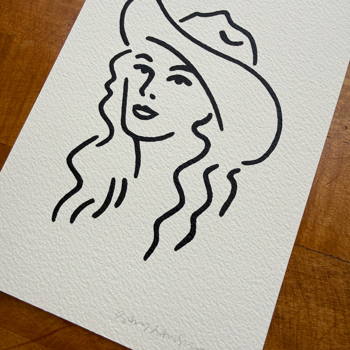 Nashville Cowgirl Two 5x7in Original Paint Pen Drawing (Black)