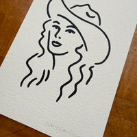 Nashville Cowgirl Two 5x7in Original Paint Pen Drawing (Black)