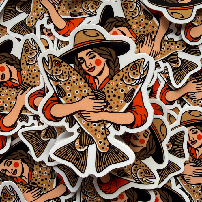 Brown Trout Cowgirl #1 Glossy Sticker