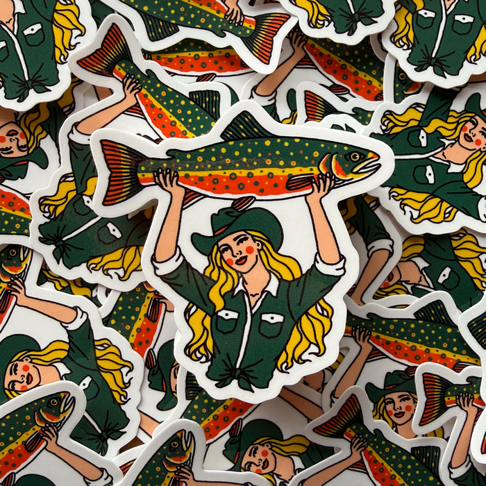 Brook Trout Cowgirl #1 Glossy Sticker