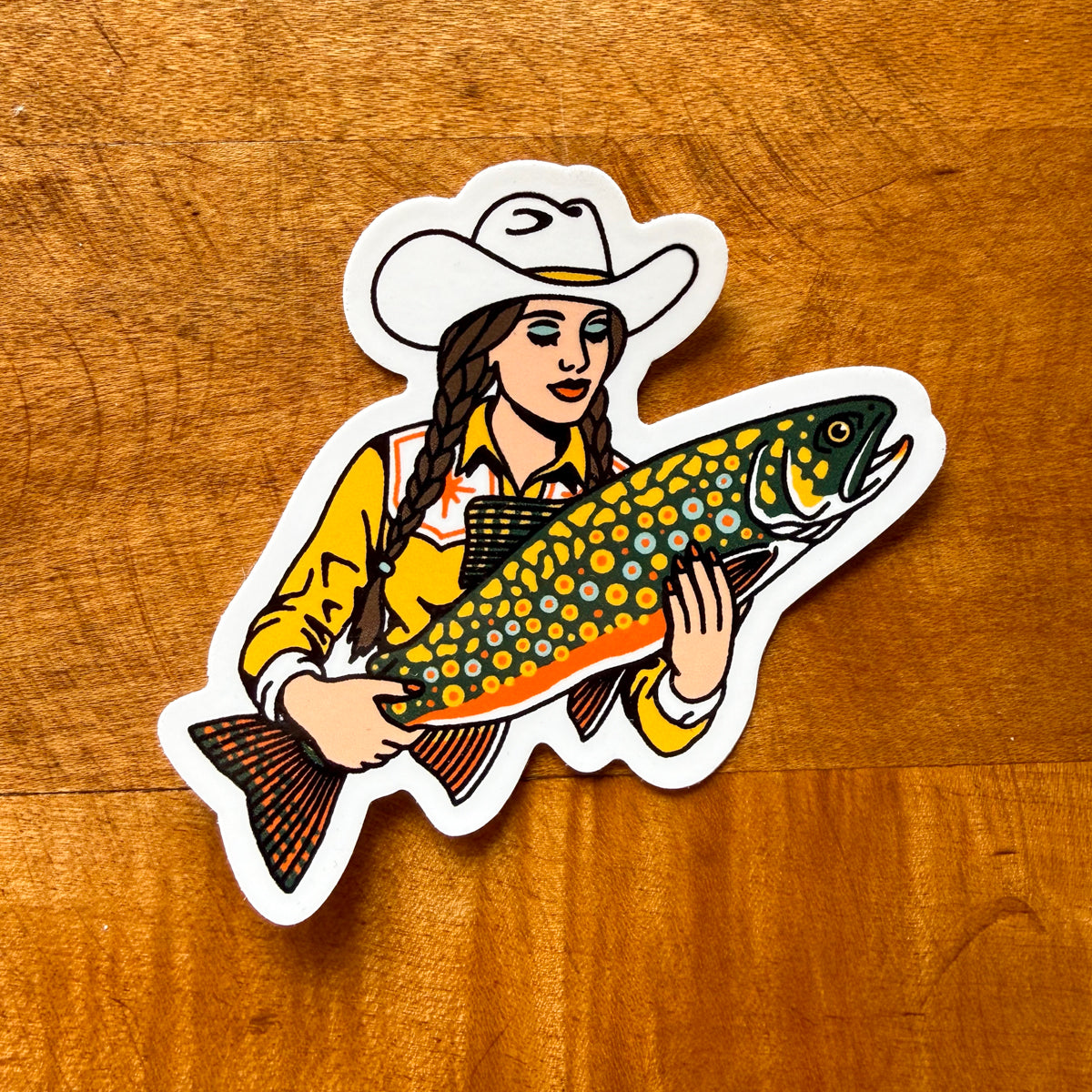 Brook Trout Cowgirl #2 Glossy Sticker