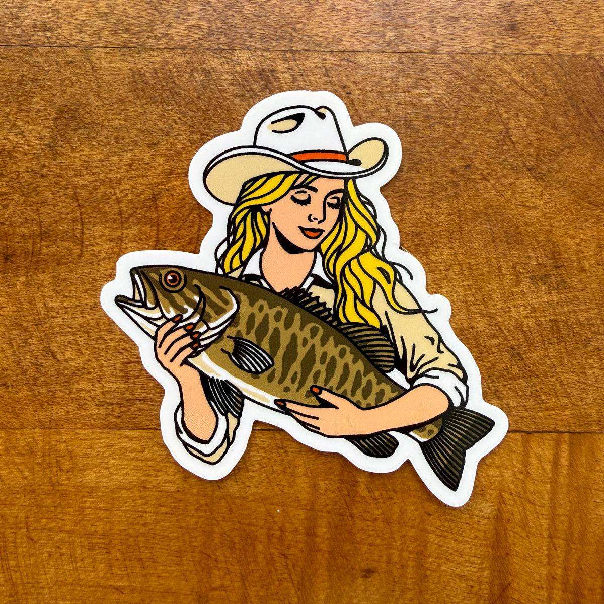 Smallmouth Bass Cowgirl #1 Glossy Sticker (Copy)
