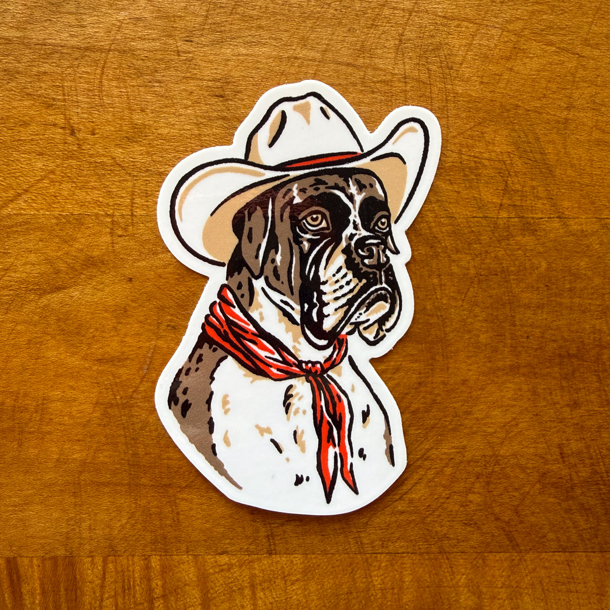 Boxer Cowdog Glossy Sticker