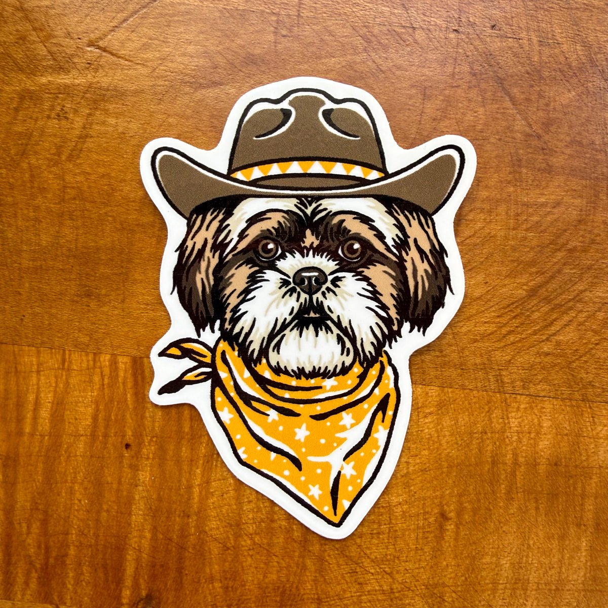 Shih Tzu Cowdog Glossy Sticker