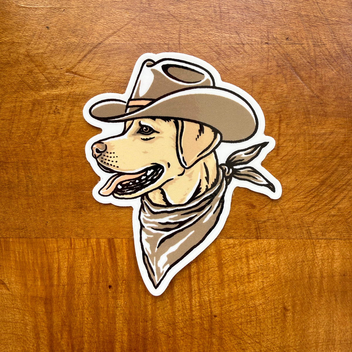 Golden Lab Cowdog Glossy Sticker