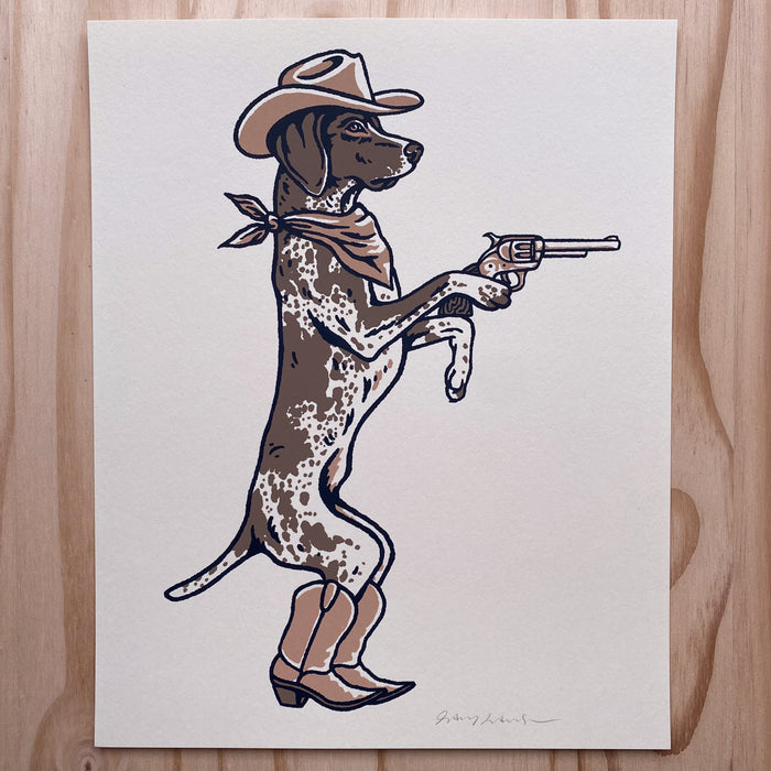 SOLD OUT. German Shorthaired Pointer Outlaw - 8x10in Signed Silkscreen Print
