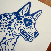 Heeler Hearts 10x8in Original Paint Pen Drawing (Navy Blue)