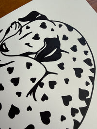Dalmatian Hearts 8x10in Original Paint Pen Drawing (Black)