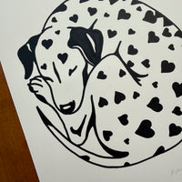 Dalmatian Hearts 8x10in Original Paint Pen Drawing (Black)