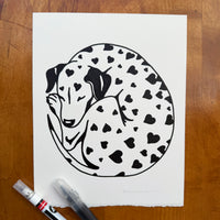 Dalmatian Hearts 8x10in Original Paint Pen Drawing (Black)
