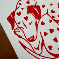 SOLD OUT. Dalmatian Hearts 8x10in Original Paint Pen Drawing (Red)