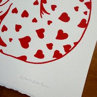 SOLD OUT. Dalmatian Hearts 8x10in Original Paint Pen Drawing (Red)