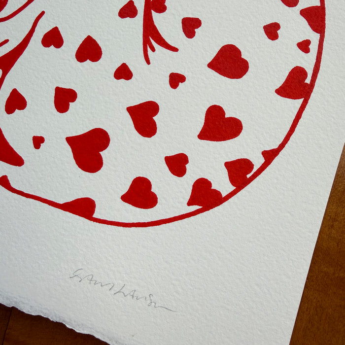 Dalmatian Hearts 8x10in Original Paint Pen Drawing (Red)