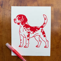 Beagle Hearts 8x10in Original Paint Pen Drawing (Red)