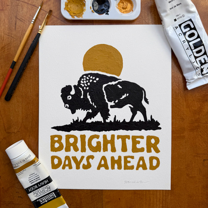 Brighter Days Bison 8x10in Original Painting