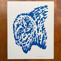 Blue Bison 8x10in Original Paint Pen Drawing